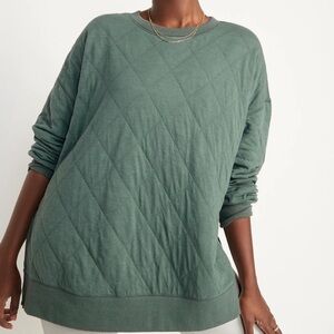 OLD NAVY Long Sleeve Vintage Quilted Tunic Sweatshirt in Green - M
